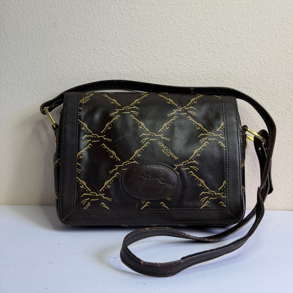 Vintage Longchamp Crossbody Bag Horse Logo Pattern